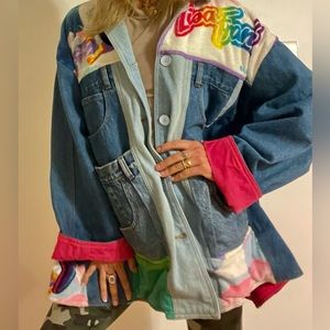 Super rare Lisa Frank whale dolphin denim patchwork jacket vintage collector. 🦄